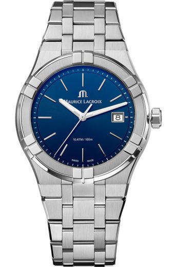 超美品❗️infinite❤️Trad RC llic Blue Maurice Lacroix Aikon Date Blue Dial Silver Steel Strap