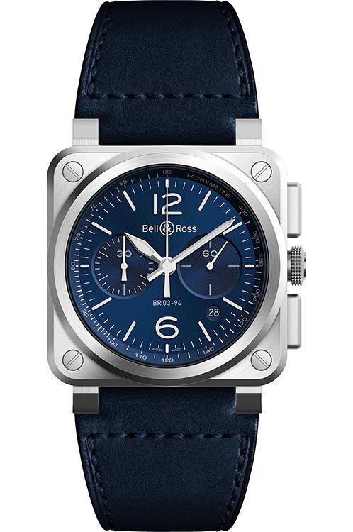 Bell Ross BR 03 Chrono 42 mm Watch in Blue Dial