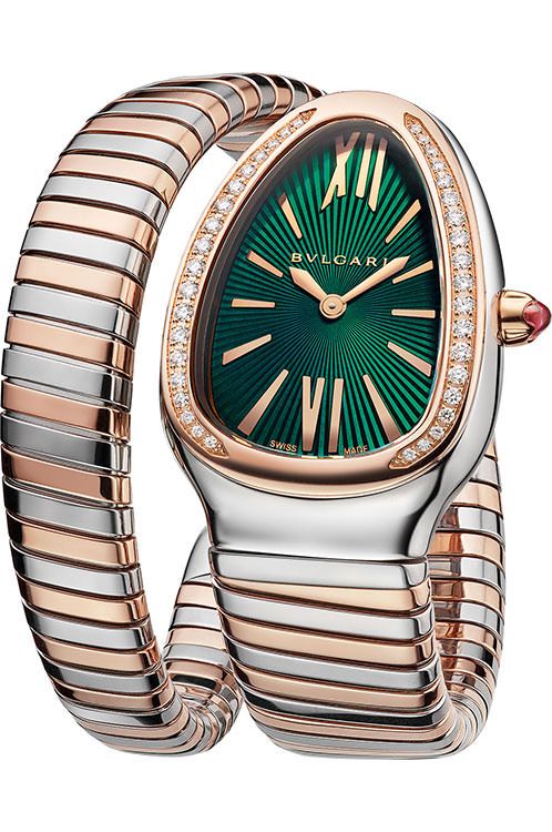 BVLGARI Serpenti Quartz Women Watches in Drop case Green Dial