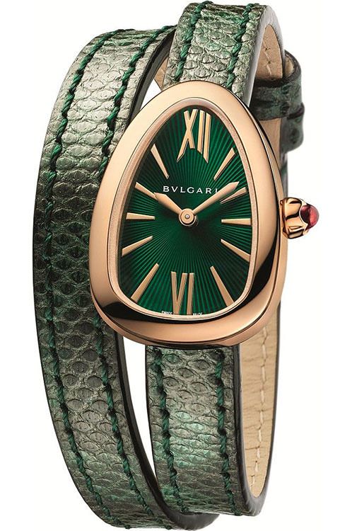 BVLGARI Serpenti Quartz Women Watches in Oval case Green Dial