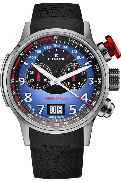 Edox Chronorally 48 mm Watch in Blue Dial