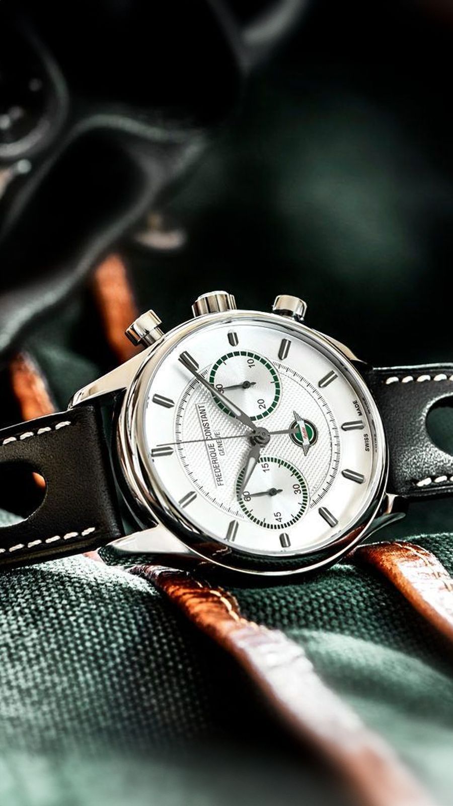 Frederique Constant Vintage Rally Healey Chronograph 42 mm Watch in Silver Dial