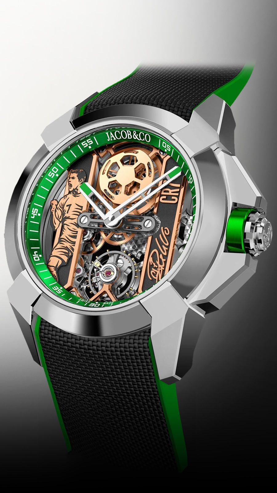 Jacob Co. Heart of CR7 44 mm Watch in Skeleton Dial