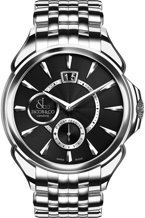 Jacob Co. Palatial Classic Manual Big Date 42 mm Watch in Black Dial