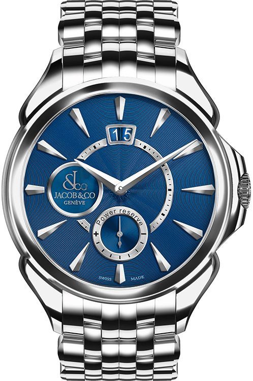 Jacob Co. Palatial Classic Manual Big Date 42 mm Watch in Blue Dial