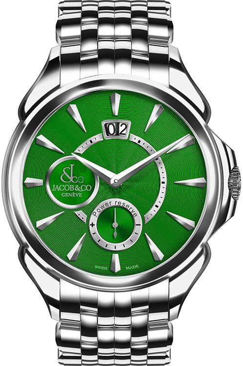 Jacob Co. Palatial Classic Manual Big Date 42 mm Watch in Green Dial