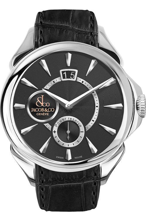 Jacob Co. Palatial Classic Manual Big Date 42 mm Watch in Black Dial