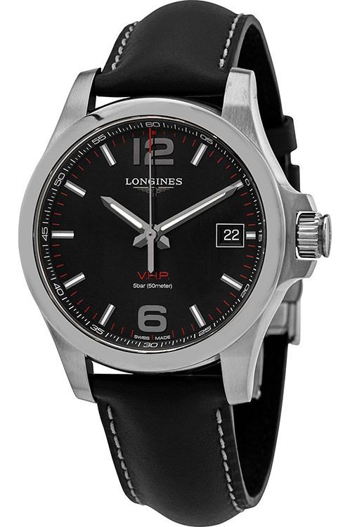 Longines Conquest V.H.P. 43 mm Watch in Black Dial