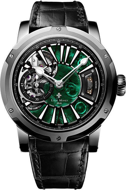 Louis Moinet Moon Green Edition 45.4 mm Watch in Green Dial