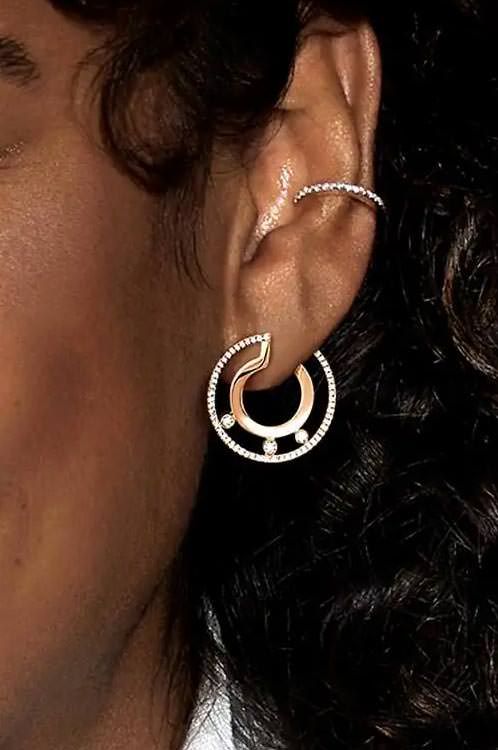 Messika Move Romane Pink Gold Earrings Jewellery 06689-PG | Ethos