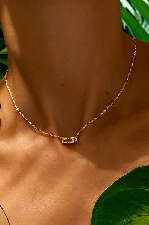 Messika Move Uno Pink Gold Necklace Jewellery 04708-PG | Ethos