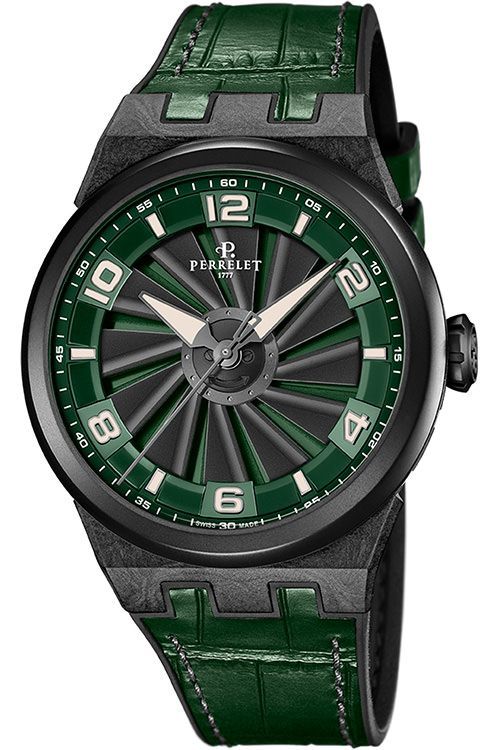 Perrelet Carbon 44 mm Watch in Black Green Dial