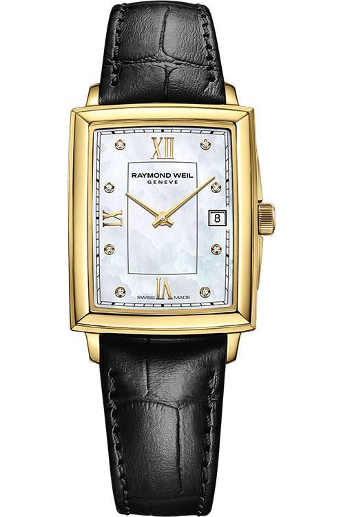 Raymond Weil Toccata Ladies Gold Diamond Quartz Leather Watch, 22.6 x 28.1  mm