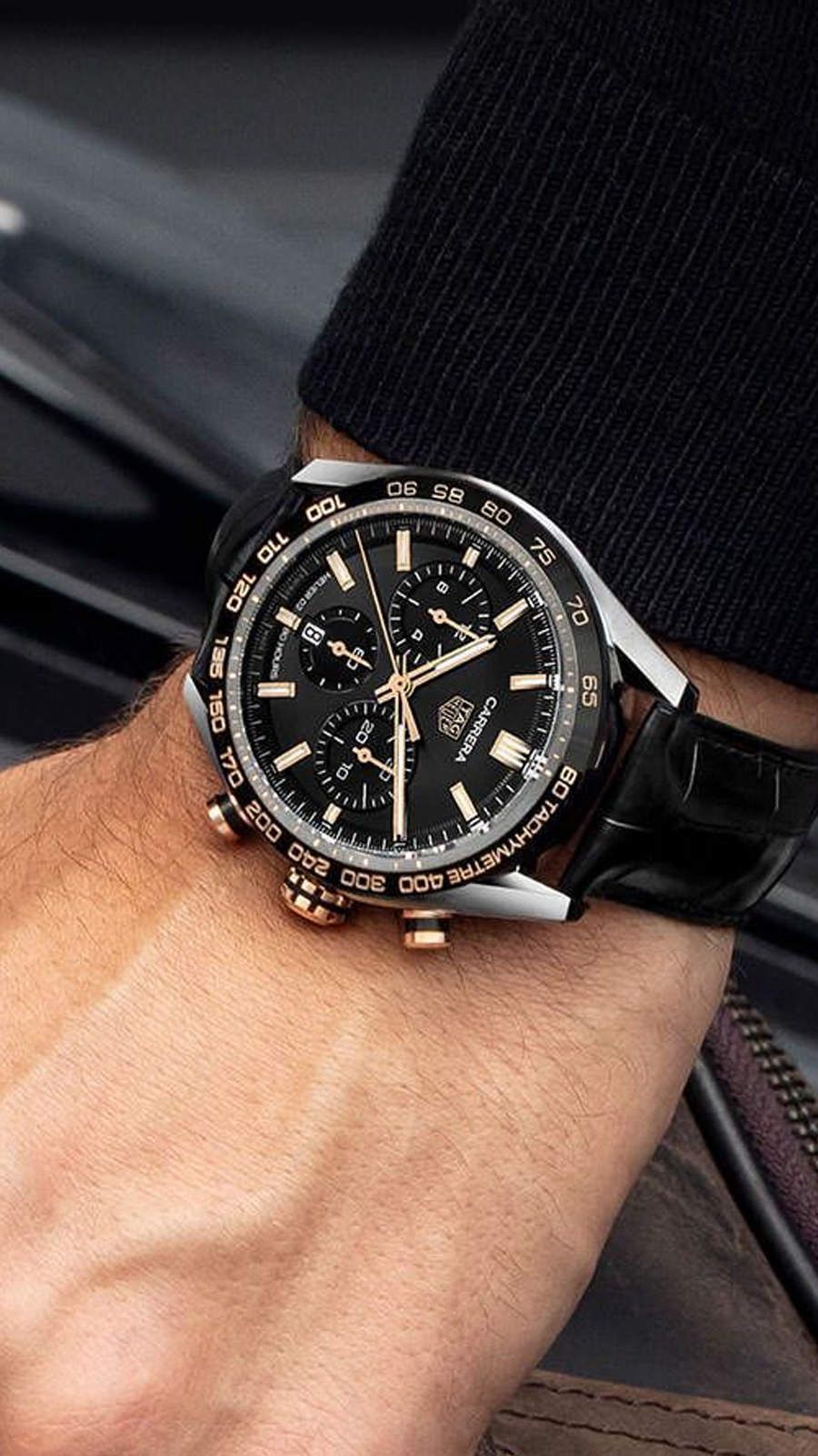 TAG Heuer Carrera 44 mm Watch in Black Dial