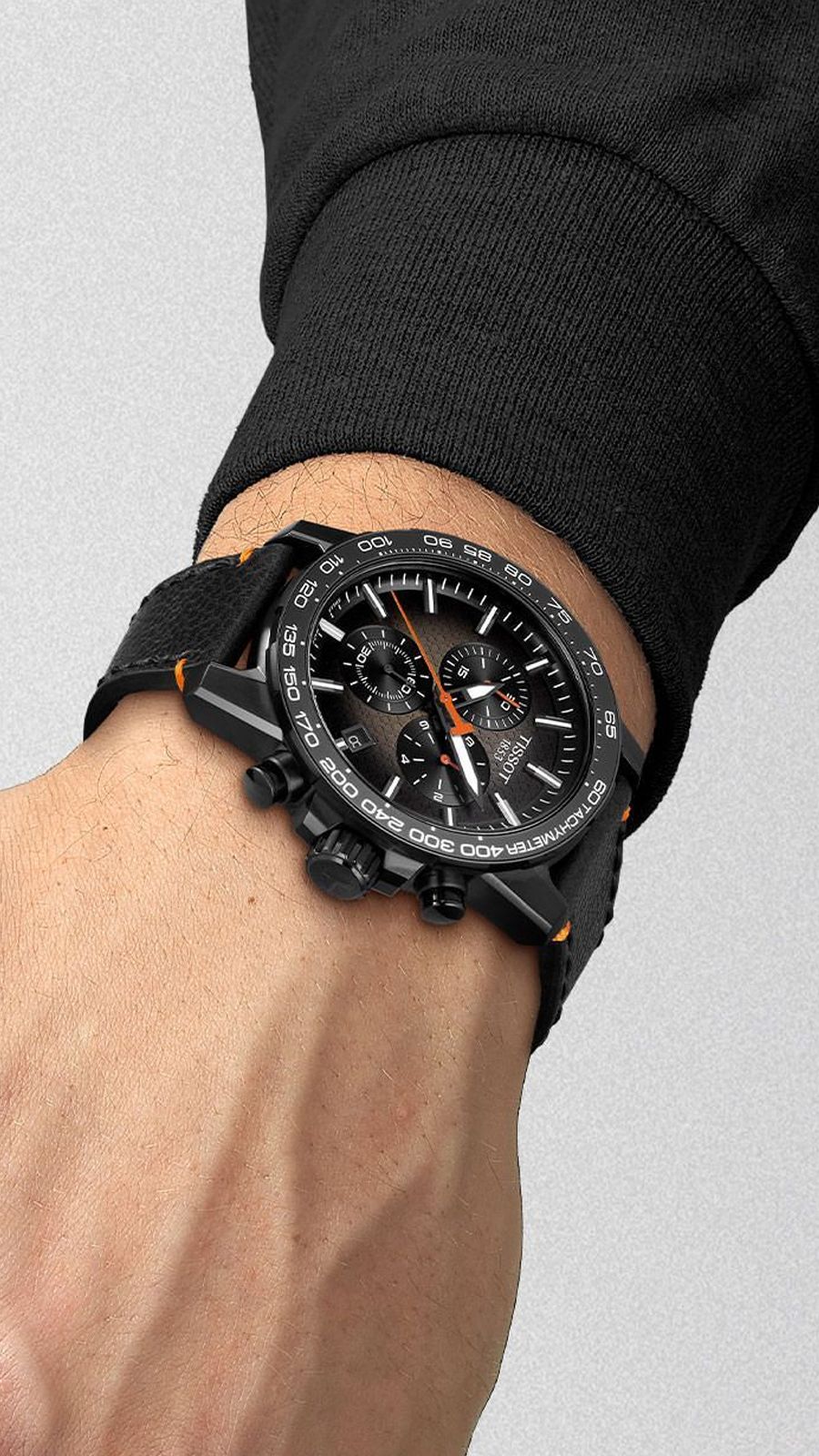 Tissot クロノグラフ 時計 ブラックレザー Tissot Tradition Chronograph Black Dial Black Leather Strap Watch