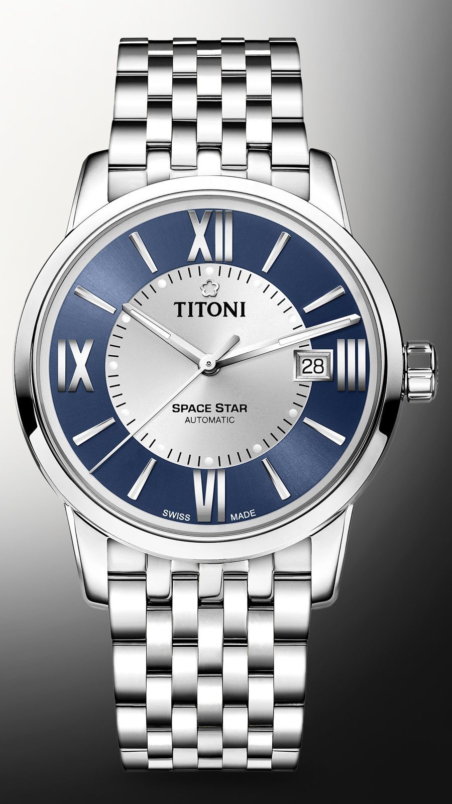 Titoni Space Star Automatic Men Watches in Round case Blue Dial