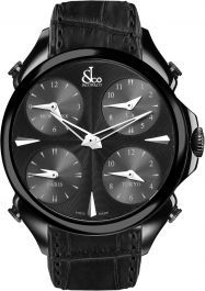 Jacob Co. Palatial Five Time Zone 45 mm Watch in Black Dial