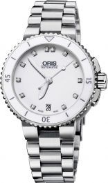 Oris Aquis Date Diamonds 36 mm Watch in White Dial