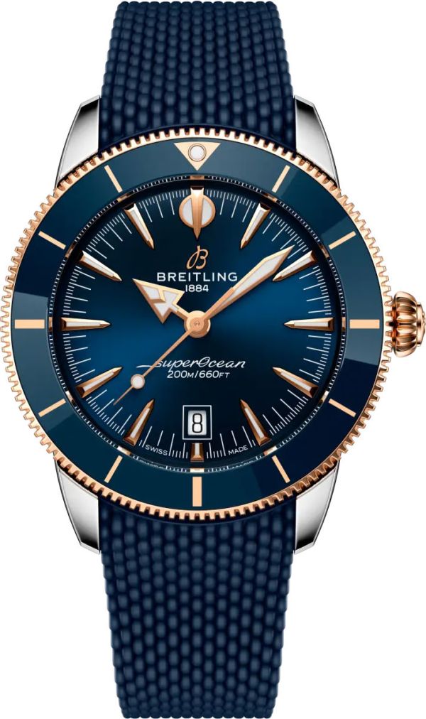 Blue Rose Gold Breitling Superocean Gold Bezel Breitling