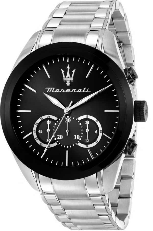 Maserati Traguardo 腕時計 Maserati Traguardo Chronograph Black Dial Black Strap Mens Watch