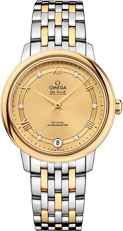 Omega De Ville Automatic Women Watches in Round case Gold Dial