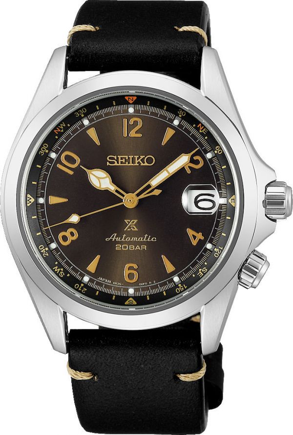 Leather Strap Seiko Alpinist 2021 Black Seiko Prospex Automatic