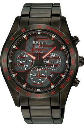 Seiko Solar Quartz Men Watches in Round case Grey Dial