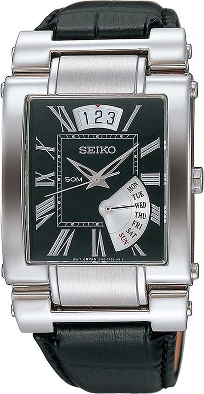 Seiko Dress Quartz Men Watches in Rectangular case Black Dial