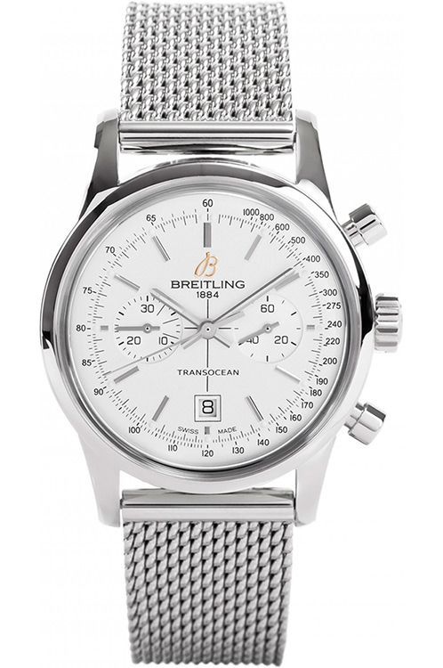 Breitling Transocean Chronograph 38 38 mm Watch in Silver Dial