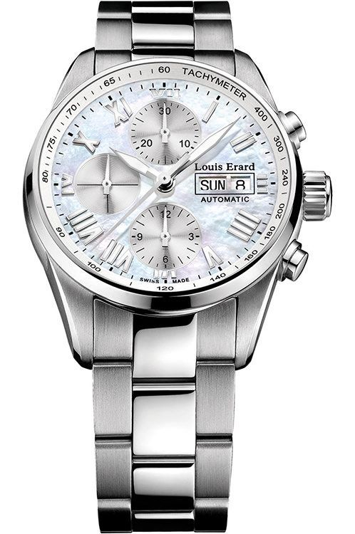 Louis Erard Heritage Chronograph Automatic Men's Watch 78102AA04.BMA22, Automatic Movement, Stainless Steel Strap, 42 mm Case in Mop / Mother of Pearl