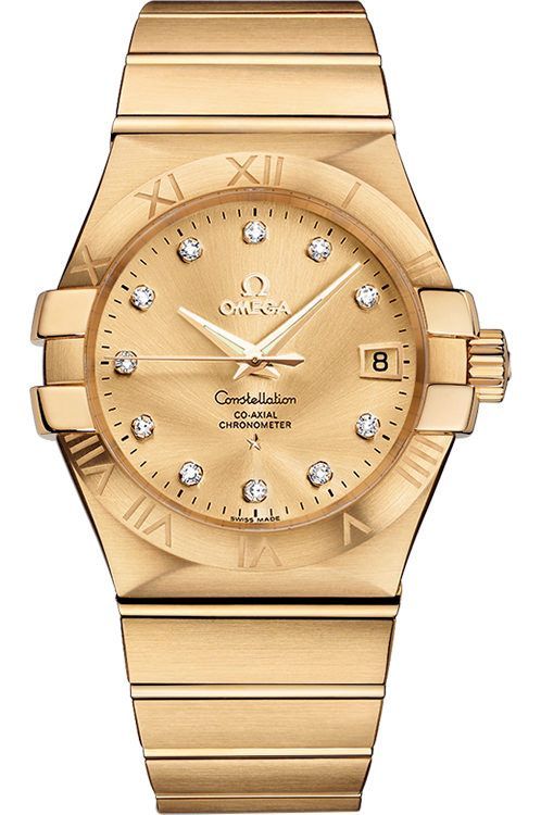 omega constellation mens gold watch