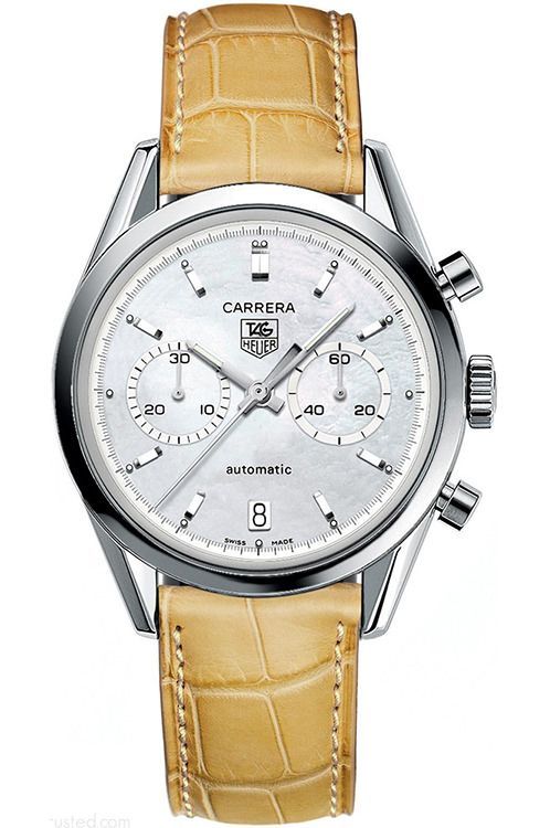 Tag Heuer Carrera Chronograph 39mm Mother of Pearl Dial Mens Watch CV2115