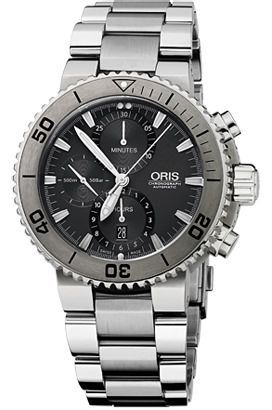 Oris Titan Chronograph 46 mm Watch in Grey Dial For Men - 1