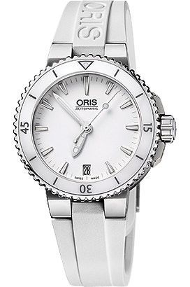 Oris Aquis Date White Dial 36 mm Automatic Watch For Women - 1