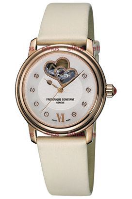Frederique Constant Ladies Automatic Double Heart Beat White Dial 34 mm Automatic Watch For Women - 1