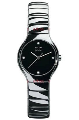 Rado True Round  Black Dial 27 mm Quartz Watch For Women - 1