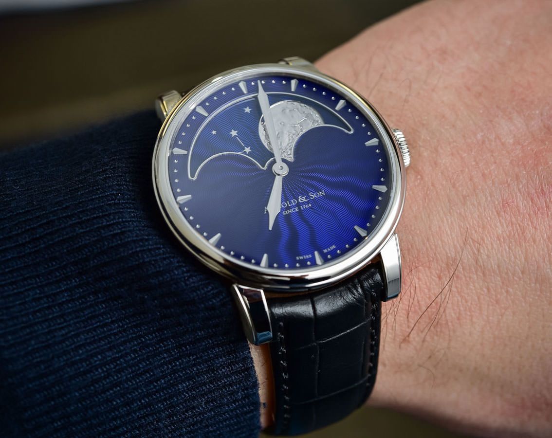 Arnold & Son Perpetual Moon  Blue Dial 42 mm Manual Winding Watch For Men - 5
