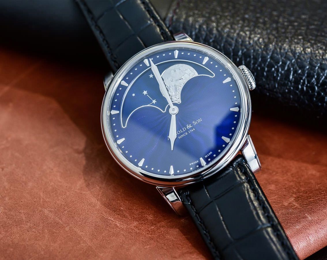Arnold & Son Perpetual Moon  Blue Dial 42 mm Manual Winding Watch For Men - 7
