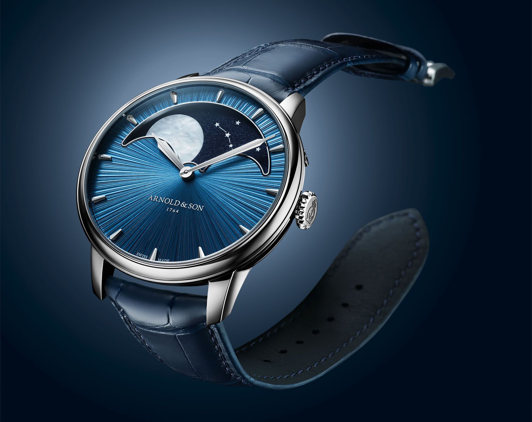 Arnold & Son Perpetual Moon  Blue Dial 41.5 mm Manual Winding Watch For Men - 3