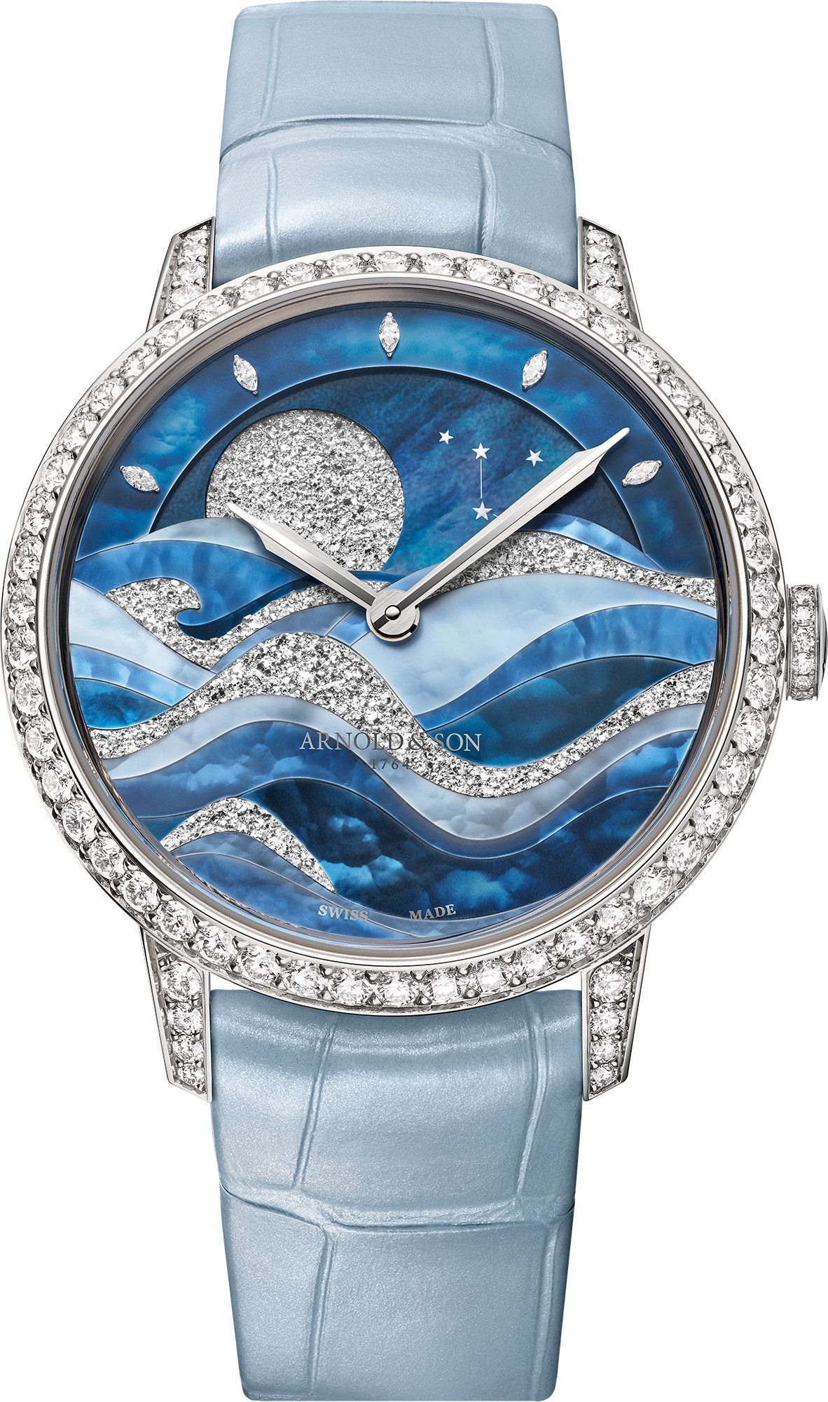 Arnold & Son Perpetual Moon  Blue Dial 38 mm Manual Winding Watch For Women - 1