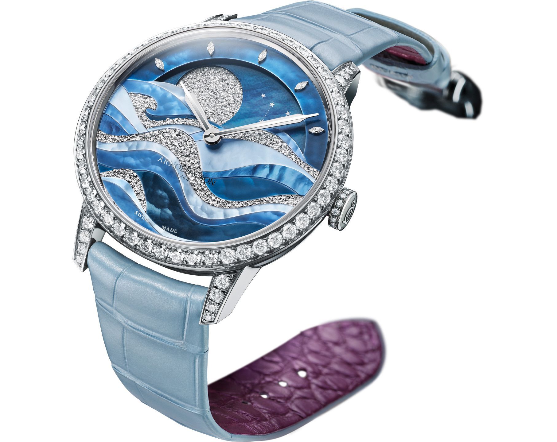Arnold & Son Perpetual Moon  Blue Dial 38 mm Manual Winding Watch For Women - 6