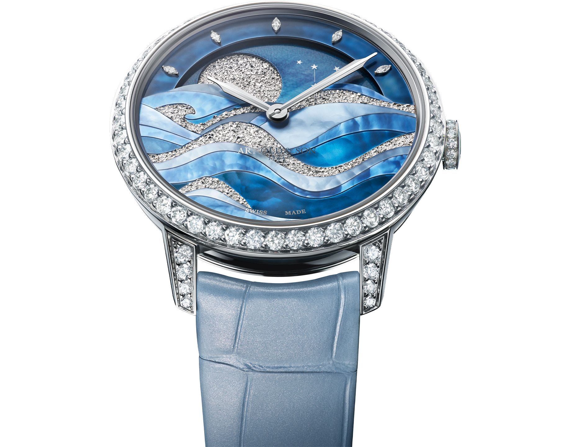 Arnold & Son Perpetual Moon  Blue Dial 38 mm Manual Winding Watch For Women - 7