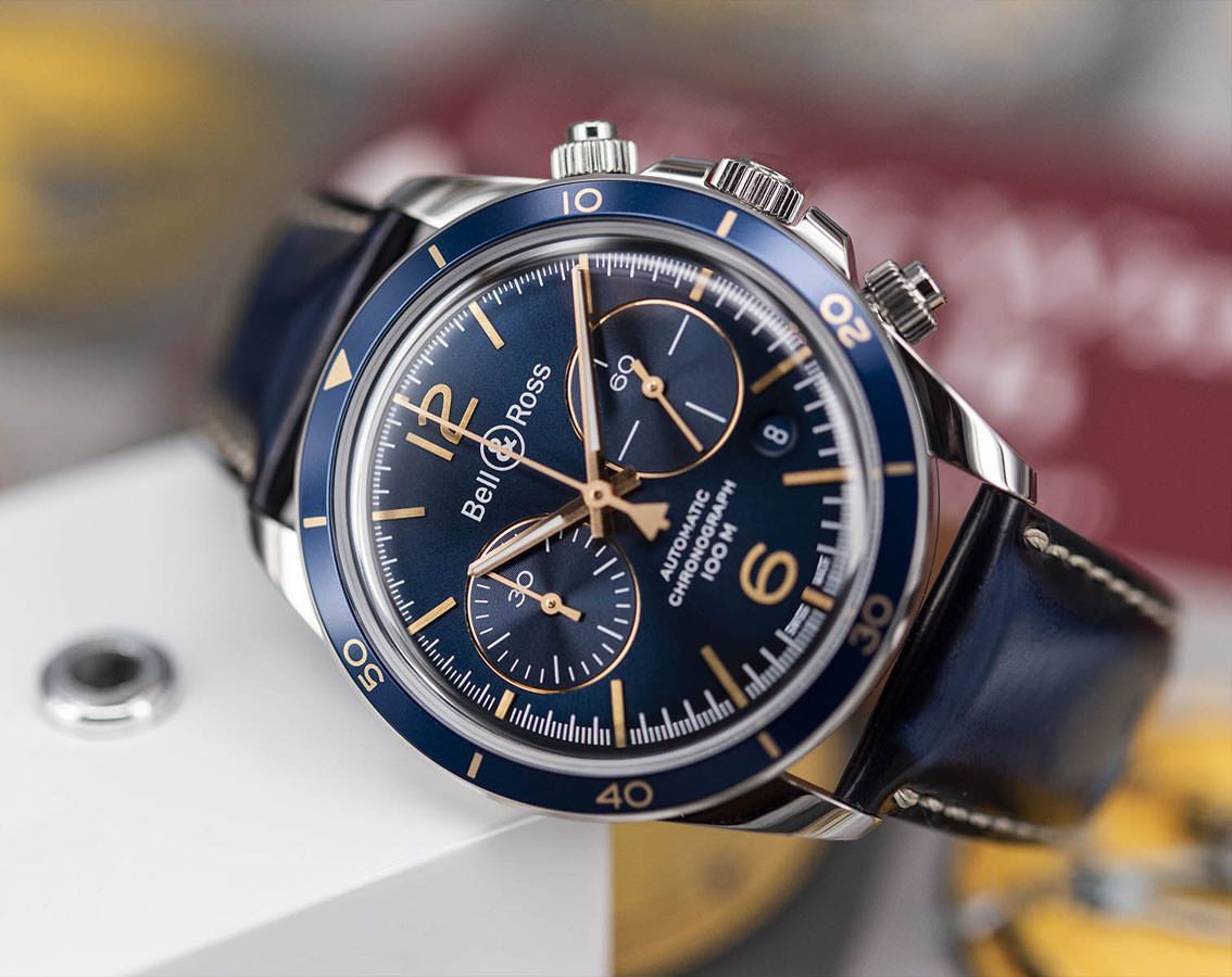 Bell Ross BR V2 Chrono 41 mm Watch in Blue Dial