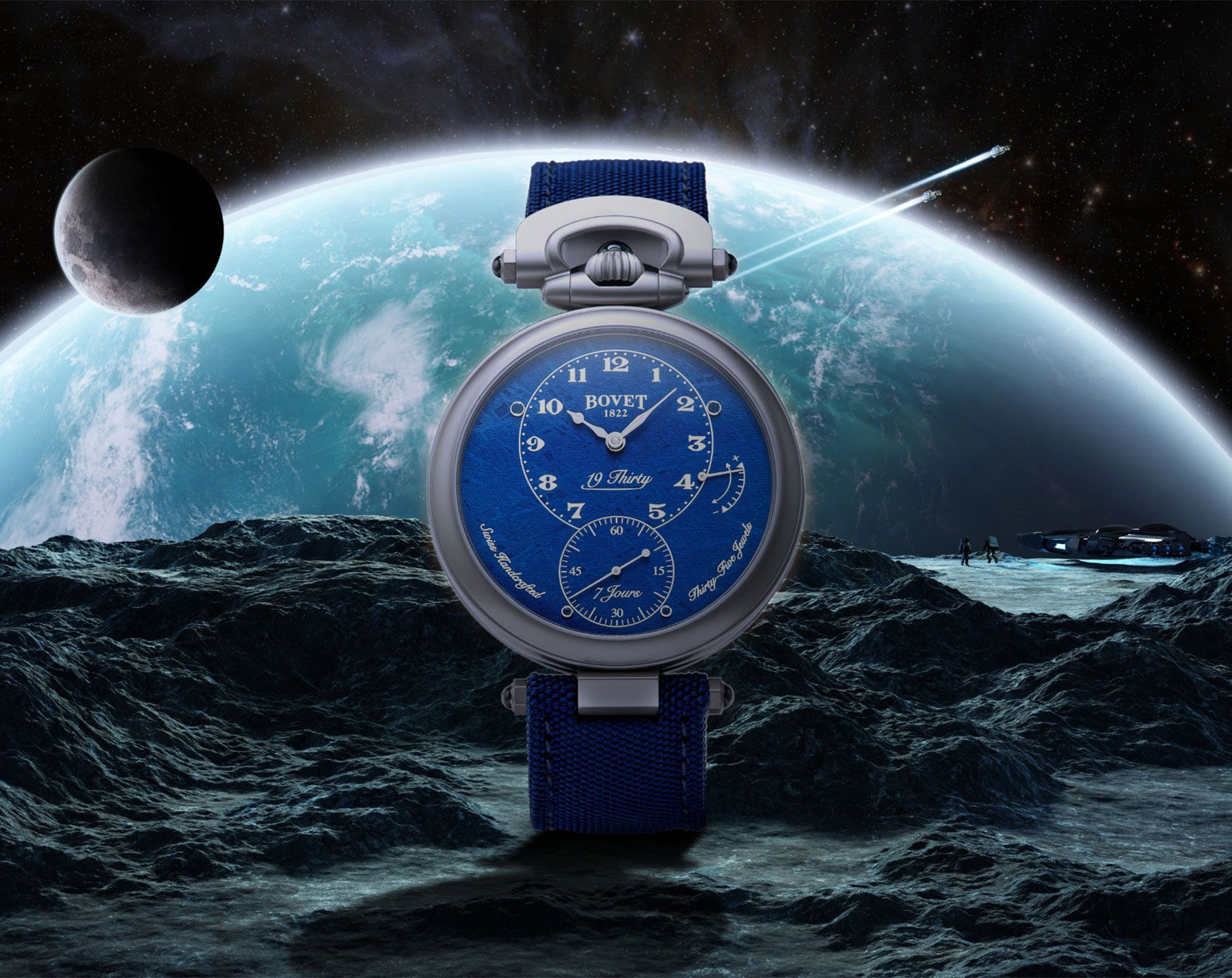Bovet Fleurier 19Thirty Meteorite Blue Dial 42 mm Manual Winding Watch For Men - 5