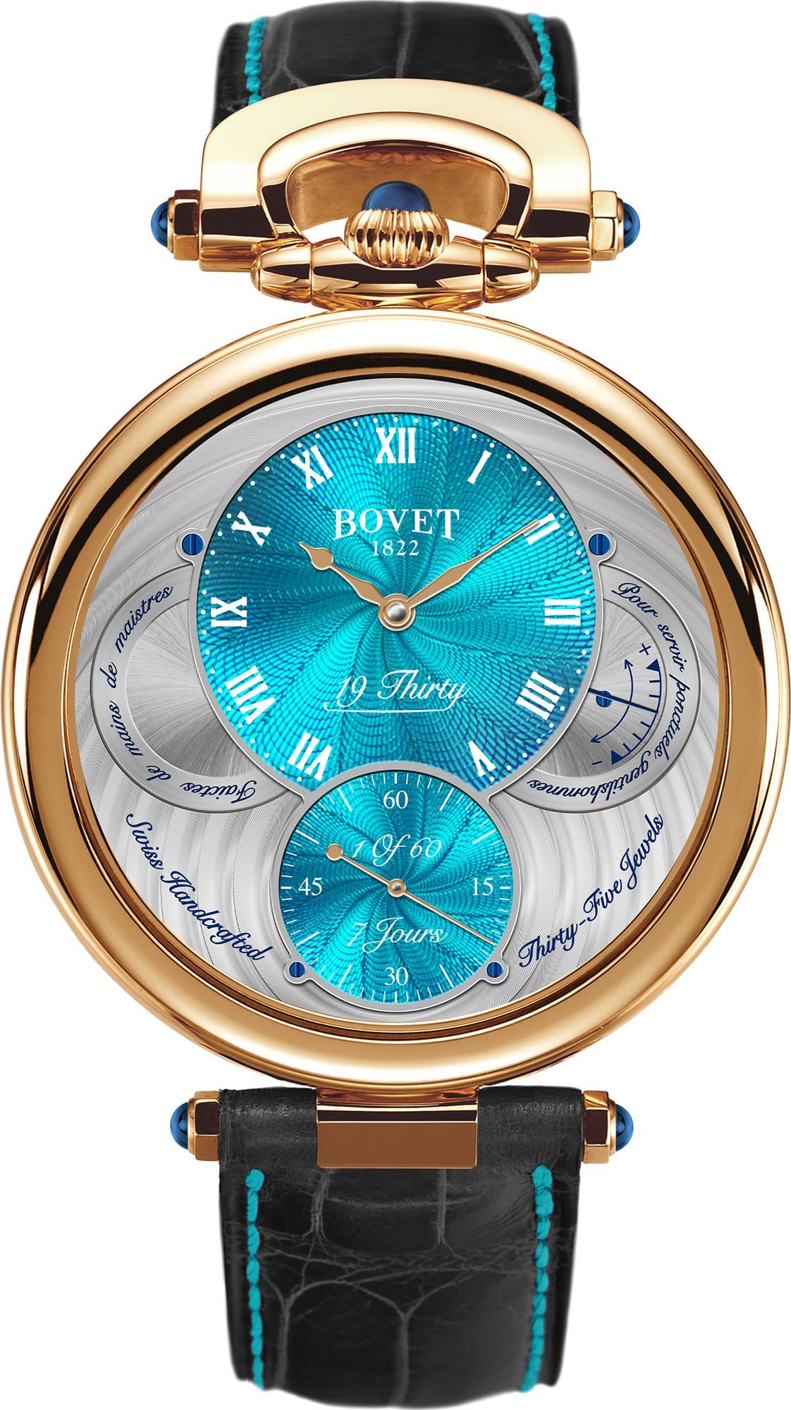 Bovet Fleurier 19Thirty Great Guilloché Turquoise Dial 42 mm Manual Winding Watch For Men - 1