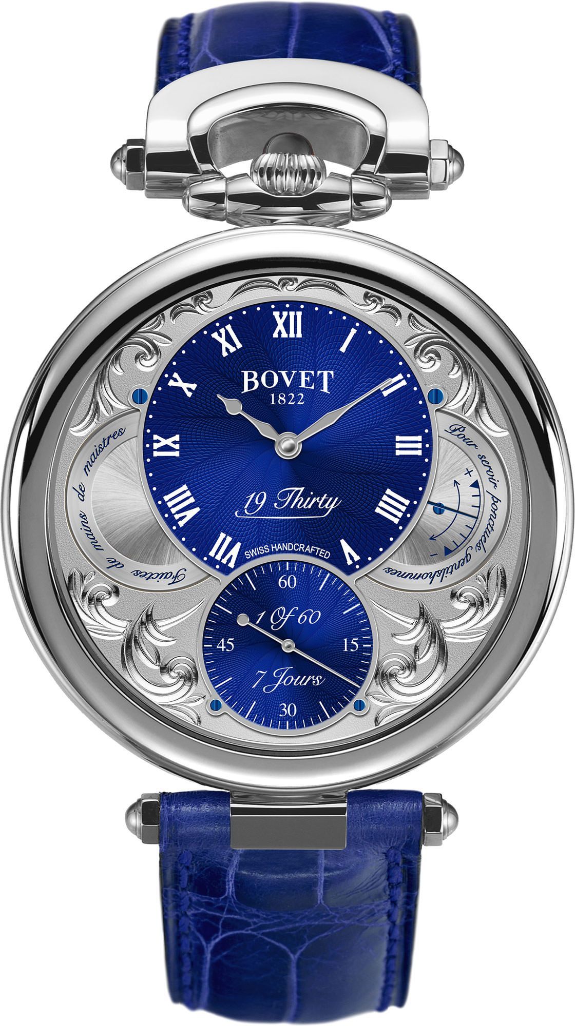 Bovet Fleurier 19Thirty Great Guilloché Blue Dial 42 mm Manual Winding Watch For Men - 1