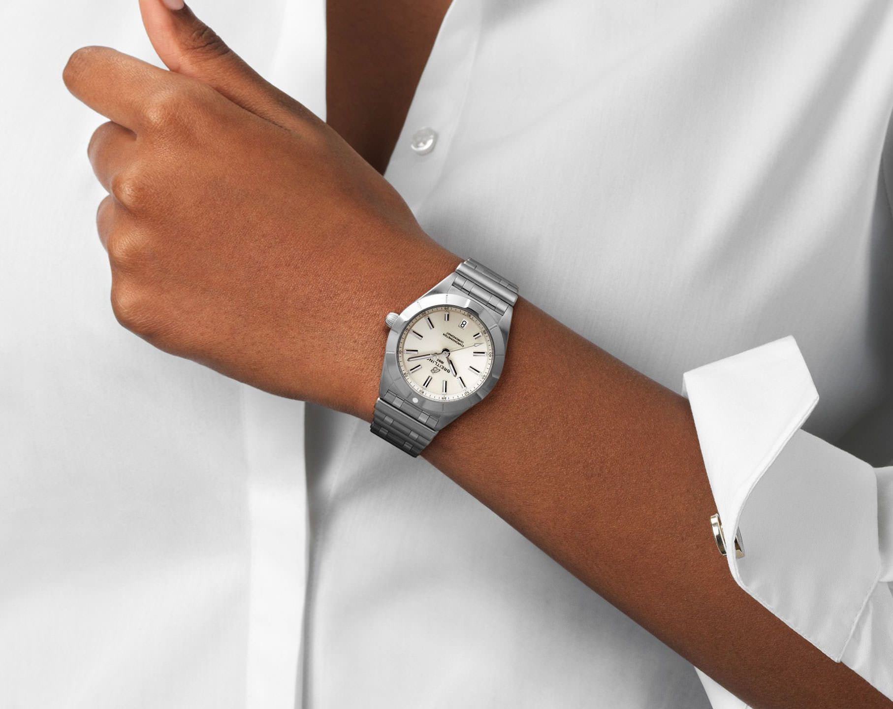 Breitling Chronomat  White Dial 36 mm Quartz Watch For Women - 5