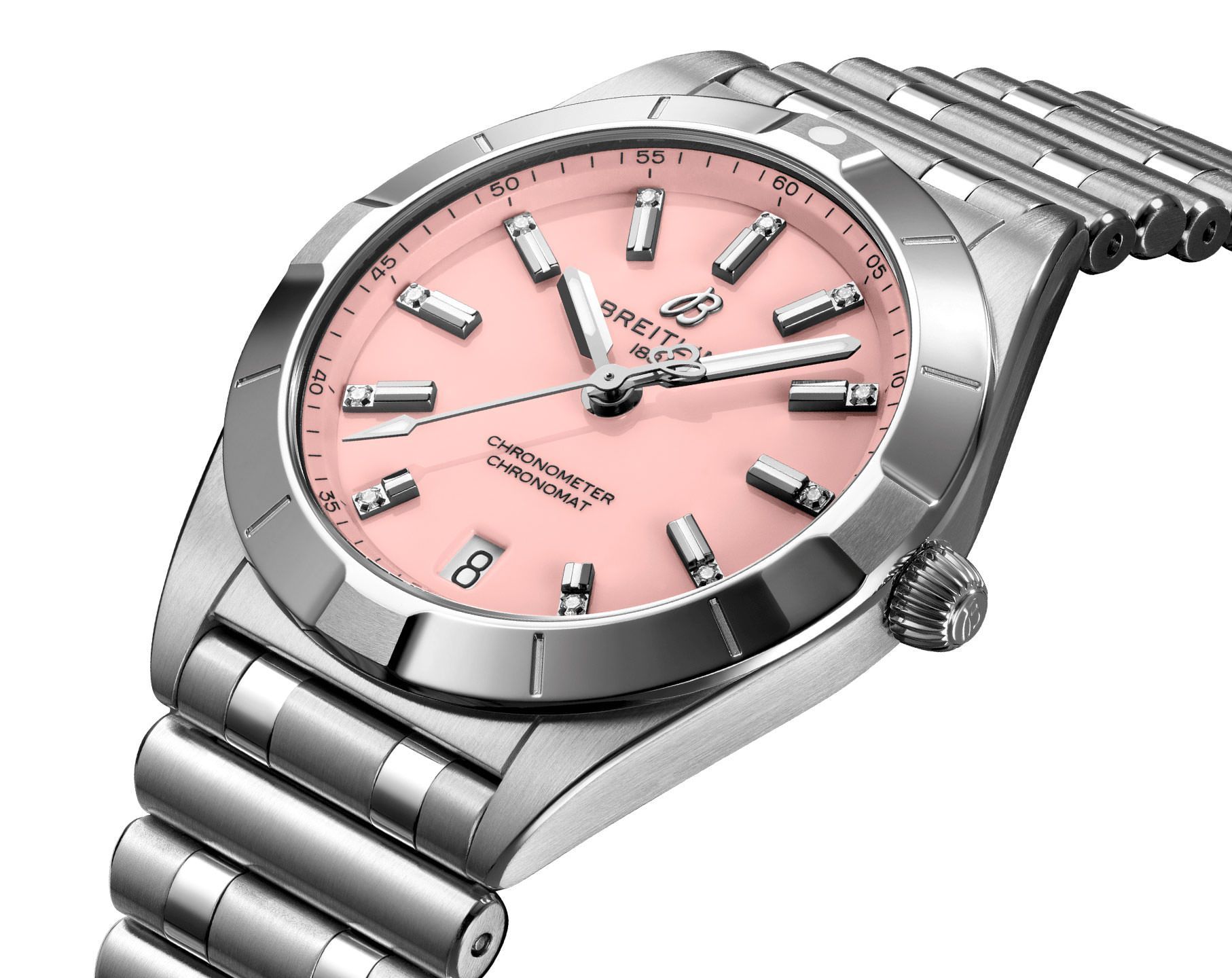 Breitling Chronomat  Pink Dial 32 mm Quartz Watch For Women - 2