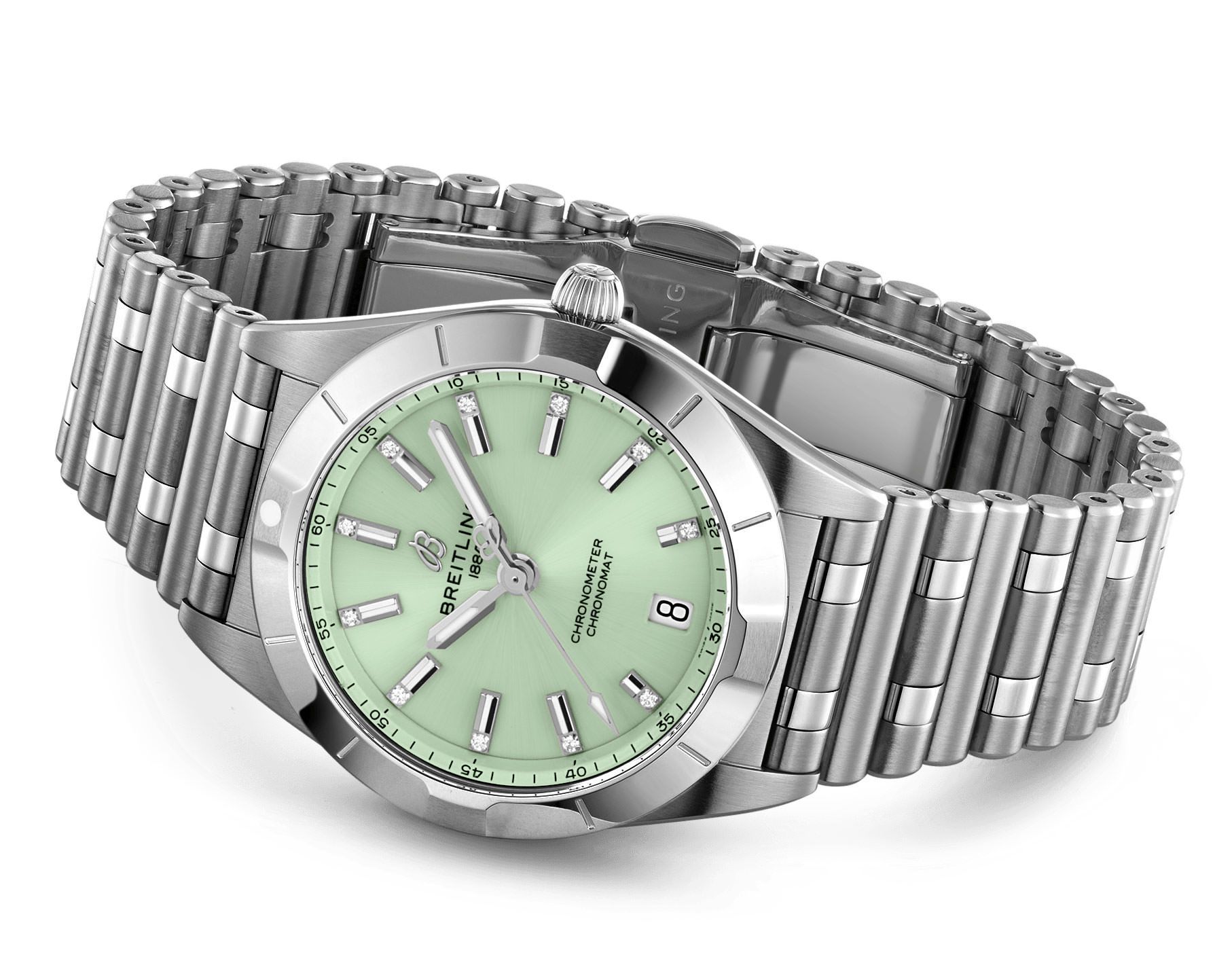 Breitling Chronomat  Green Dial 32 mm Quartz Watch For Women - 4