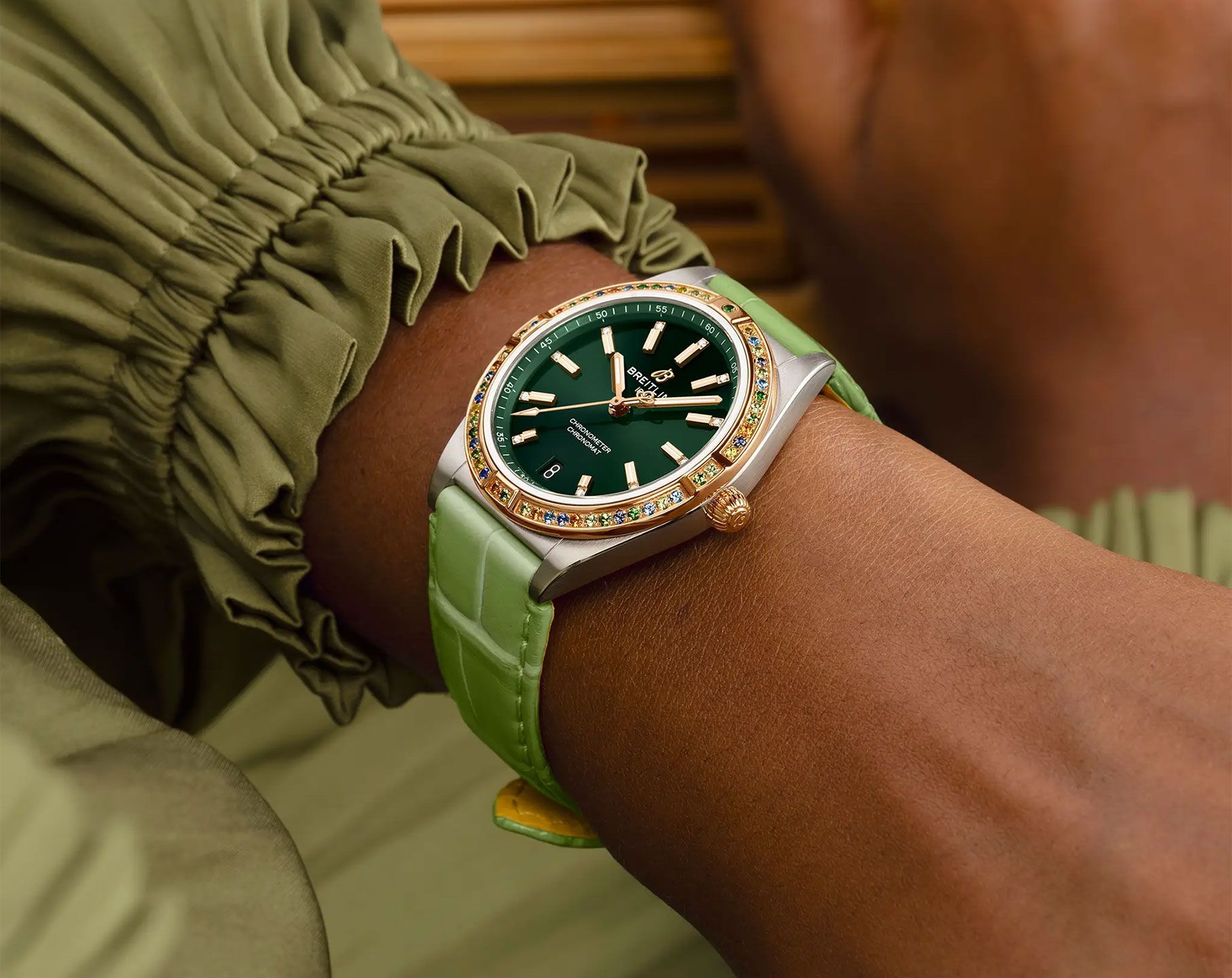 Breitling Chronomat  Green Dial 36 mm Automatic Watch For Women - 3